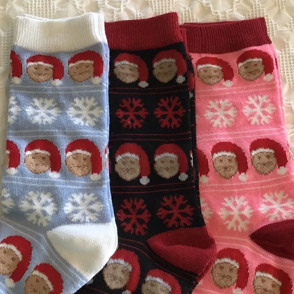 Bundle of Christmas Cats Socks in red/Pink, Black/Red and Blue/White NEW